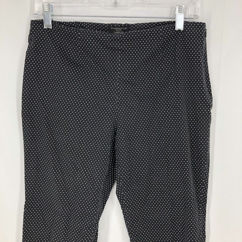 Charter Club Petite Classic Fit Black White Polka Dot Crop Pants 6P 30x25